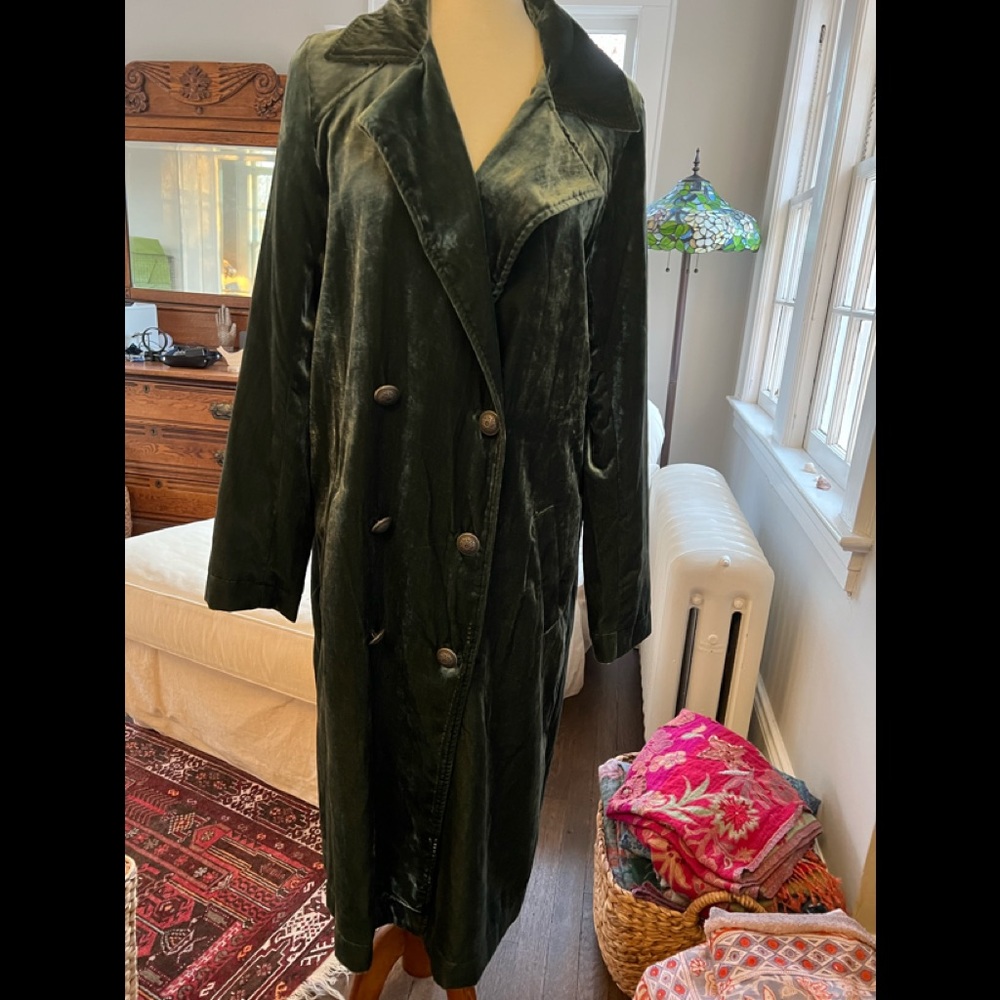 Free People Velvet Maxi Coat M